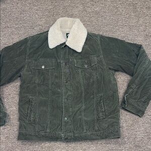 Roots Men's Green Corduroy Jacket with Sherpa Collar